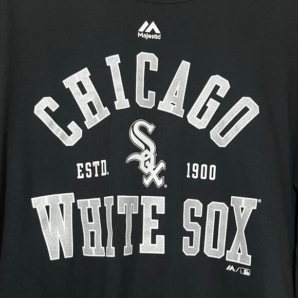 Chicago White Sox Women's Long Sleeve T-Shirt Medium Black Sparkle Girly NWOT - Picture 3 of 8
